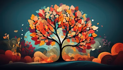 Fotobehang Nature abstract autumn illustration leaf season and tree © Rehman