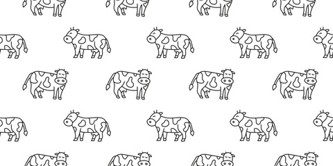 Seamless pattern with doodle cows.