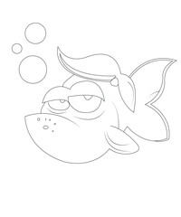 Fish coloring book page for children or kids