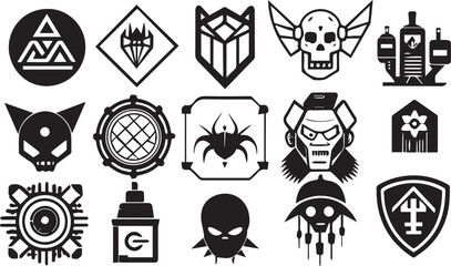 Set video game symbol. Hand drawn vector illustration	