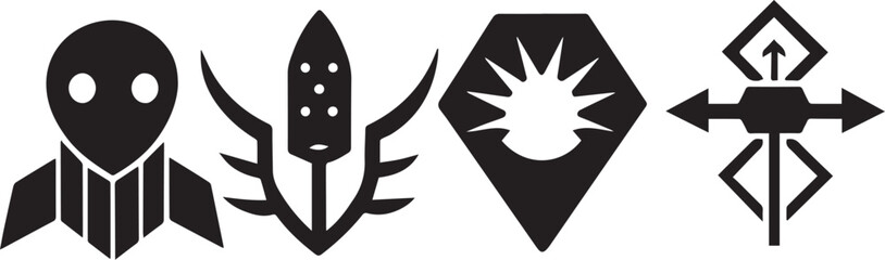 Set video game symbol. Hand drawn vector illustration	