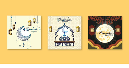 Flat ramadan celebration collection for islamic instagram Template Illustration