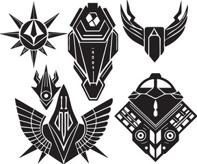 Set video game symbol. Hand drawn vector illustration	