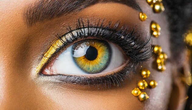  Beautiful close up photo of a beautiful girl's eye makeup