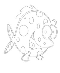 Fish coloring book page for children or kids