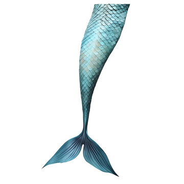 Beautiful mermaid tail on transparent background