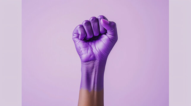 a purple hand with a purple background