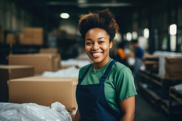 Fototapeta premium Portrait of a woman working in a factory