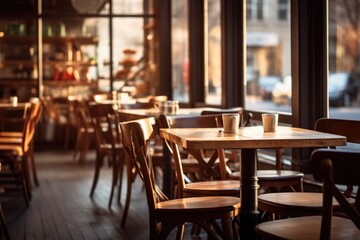 Empty cafe interior in the city