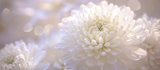 Elegant white flowers blooming with a soft blurred background in a natural setting