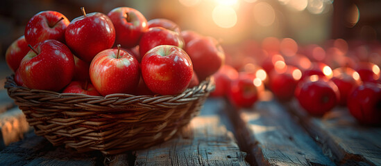 a basket of apples on a table