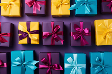 a group of colorful wrapped presents