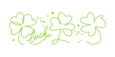 St. Patrick's day shamrocks, one line drawing vector set - 752481881