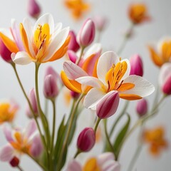 Fototapeta premium Free Photo Beautiful Colorful spring flowers on white background view closeup nature background