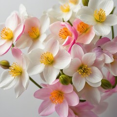 Fototapeta premium Free Photo Beautiful Colorful spring flowers on white background view closeup nature background