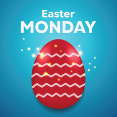 Easter Monday. A red Easter egg surrounded by sparkles. Great for Cards, banners, posters, social media and more. 