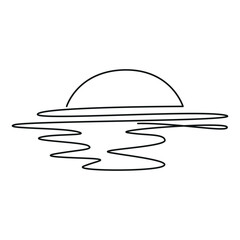 Sea wave one line. Vector drawing on a white background.
