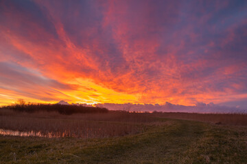 Sky on fire above the Kruiszwin nature reserve in Anna Paulowna. 