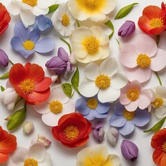 Fototapeta na wymiar Free Photo Beautiful Colorful spring flowers on white background view closeup nature background