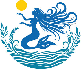 mermaid in the sea vector illustration 