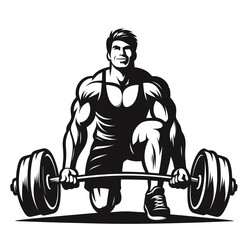 Vector illustration of a bodybuilder lifting a barbell in a circle, fitness, weightlifting, gym, generative ai