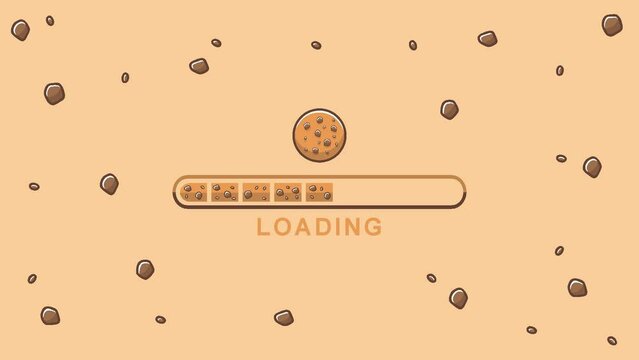 standard loading bar with illustration of choco chip cookies