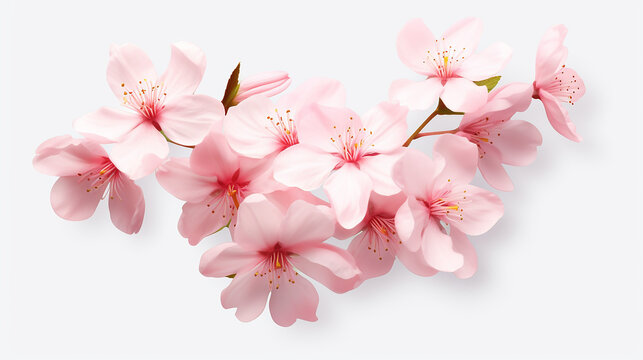 Sakura blossom branch. Falling petals, flowers flying realistic japanese pink cherry or apricot floral elements fall down vector background. Cherry blossom branch, flower petal illustration