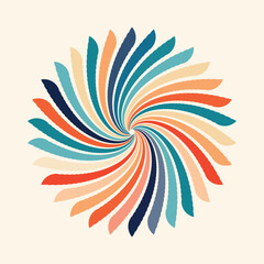 Fototapeta na wymiar Retro colors spiral pattern background rainbow summer design poster, vector graphic illustration