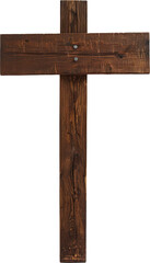 Wooden Cross on Transparent Background