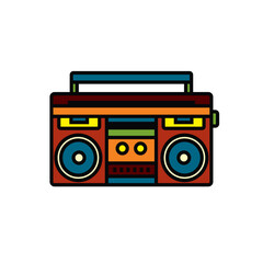 Original vector illustration. The outline icon of a portable stereo recorder. A boombox. A design element.