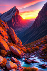 Mountain Majesty. Rugged beauty of a mountain peak at sunset