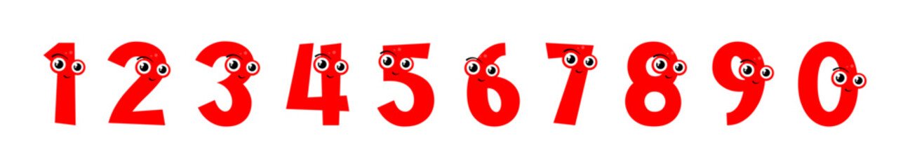 cute kawaii numbers - vector illustration