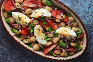 A bowl with Piyaz salad - traditional dish of Turkey	