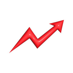 3D red arrow on white background. Shiny Arrows for app, website, social media and digital advertisement use.