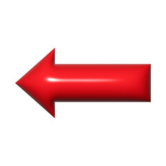 3D red arrow on white background. Shiny Arrows for app, website, social media and digital advertisement use.