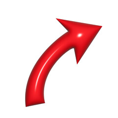 3D red arrow on white background. Shiny Arrows for app, website, social media and digital advertisement use.