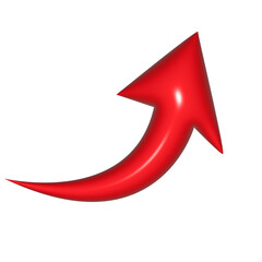 3D red arrow on white background. Shiny Arrows for app, website, social media and digital advertisement use.