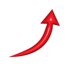 3D red arrow on white background. Shiny Arrows for app, website, social media and digital advertisement use.