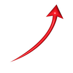 3D red arrow on white background. Shiny Arrows for app, website, social media and digital advertisement use.