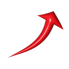 3D red arrow on white background. Shiny Arrows for app, website, social media and digital advertisement use.