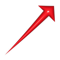 3D red arrow on white background. Shiny Arrows for app, website, social media and digital advertisement use.