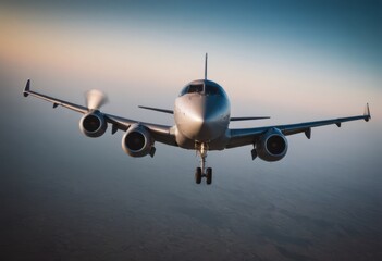 Obraz premium Privat light airplane or aircraft fly on mountain background. VIP travel concept
