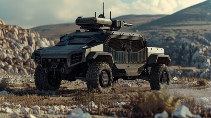 Future Defense Horizon - Experience the SkyWall300 anti-aircraft turret mounted on a pickup truck, a futuristic defense against drones.