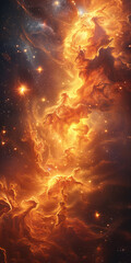 vertical abstract stellar background, space with stars and colored nebulae