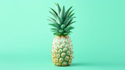 A large pineapple on a plain colored background. Ripe fruit. The concept of rest and summer.