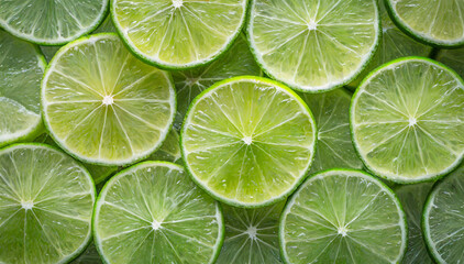 Limonki, zielone owoce plasterki