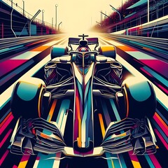 Abstract F1 Car on Track