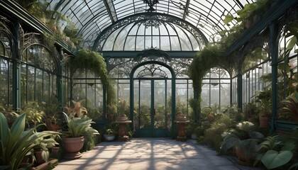 A Hyper Realistic Scene Of An Art Nouveau Green