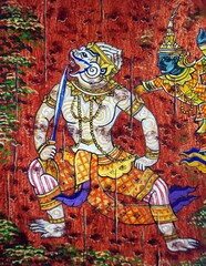 hand drawn original impressionism art painting oil color literature ramayana thailand , oil paints of artwork