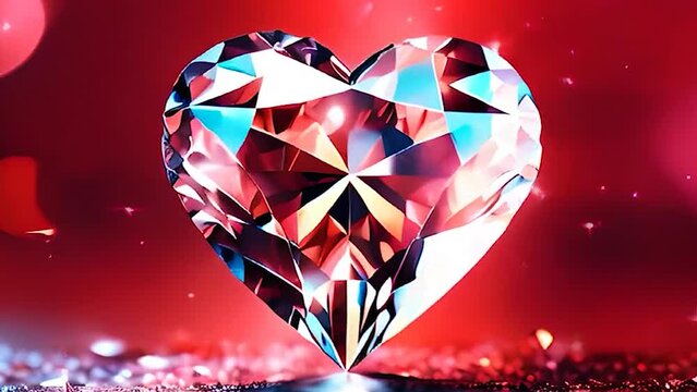 Ruby gemstone in the shape of a heart. Selective focus. Red.